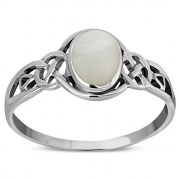 Celtic Stone Ring w Mother of Pearl, r464